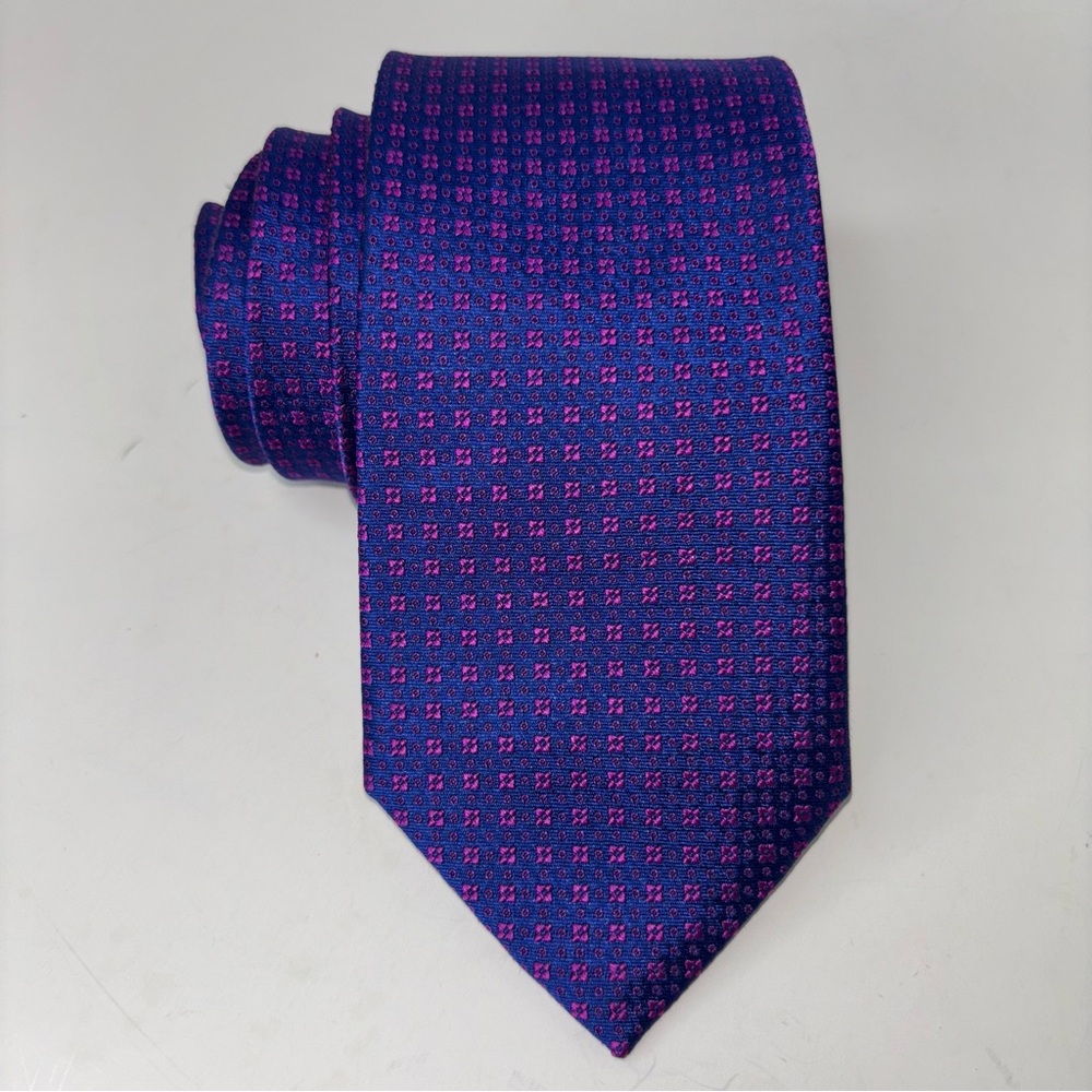 Bruno Marchesi Jacquard Men’s Silk Tie Blue Purple Geometric